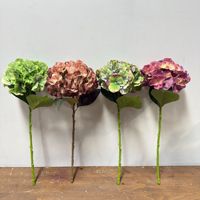 Hortensias vintage réalistes brodés de haute qualité en tissu pixel, aux tons automnaux, doux et veloutés, pour la décoration de mariage et de la maison