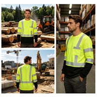 Camiseta de Seguridad Impermeable de Manga Larga Reflectante de Alta Visibilidad en Dos Tonos, 100% Poliéster Birdeye, Rosa, Amarillo, Naranja, Morado, Ropa de Trabajo con Logotipo