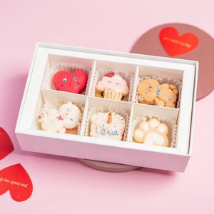 Confezione regalo personalizzata per biscotti con <span class=keywords><strong>pasticceria</strong></span> per caramelle di san valentino scatola regalo per biscotti in cartone bianco a 6 griglie con logo - Product Image 4