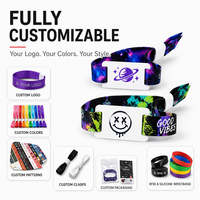 Gelang Tangan Elastis Tenun NFC Sekali Pakai dengan Logo Kustom OEM, Dilengkapi Kartu RFID Mini untuk Tiket Pertemuan Olahraga