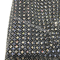 SH005 Suministro de fábrica Cristal Plata Rhinestone Malla Tela Hematita Diamante Malla por yarda