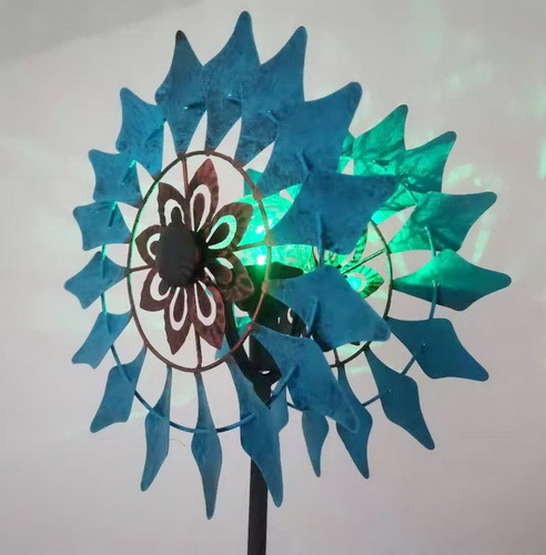 Blue Leaf moulin à vent (avec lumière solaire)