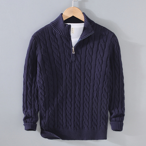 Maglione da <span class=keywords><strong>Uomo</strong></span> 100% Cotone Biologico Certificato GOTS con Collo Alto, Zip, Maniche Lunghe e Polsini <span class=keywords><strong>a</strong></span> <span class=keywords><strong>Costine</strong></span> - Product Image 3
