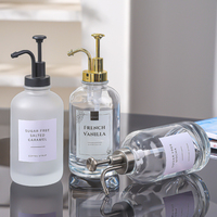 Nouvelle Bouteille Distributrice en Verre Écologique de 500 ml, Faite à la Main, Facile à Ouvrir, Sérigraphiée, pour Savon de Salle de Bain
