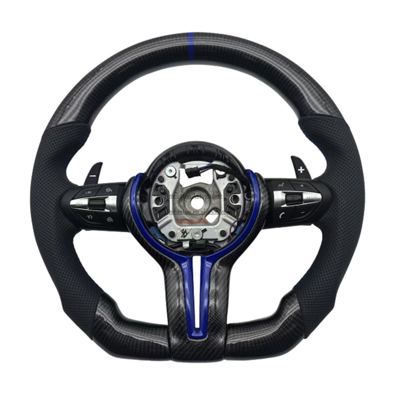 คาร์บอนไฟเบอร์ + หนังแบบมีรูพรุน + stitchin สีน้ำเงิน + stripeg สีน้ำเงิน