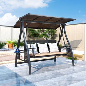 Balançoire de balcon pour adulte 3 sièges jardin lit oscillant en aluminium imperméable confortable - Product Image 1