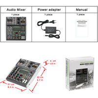 Console de mixage audio mini 4 canaux en gros, interface audio 6 canaux DJ 48V 99 effets DSP BT USB pour enregistrement et diffusion