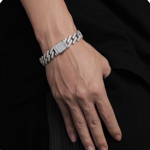 925 Sterling Silber Moissan ite Iced Out Cuban Link Chain Halskette Armband für Männer Frauen Weißgold plattiert VVS D Farbe Hip Hop - Product Image 6