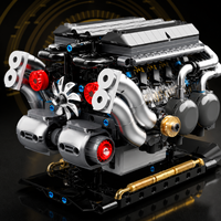 Kit de construction de moteur mécanique à 6 modèles avec pistons et engrenages visibles – Jouet éducatif de construction en blocs