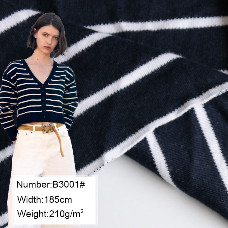 B3001# hot sale 100% cotton stripe pattern jersey fabric for woman dress