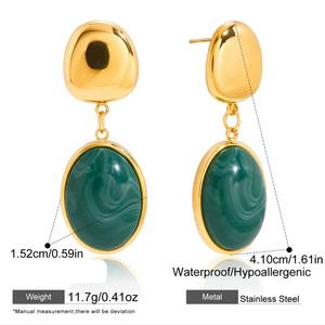 Boucles d'oreilles pendantes en résine d'acier inoxydable or 18 carats à la mode pour femmes cadeau de bijoux de mode <span class=keywords><strong>E609</strong></span> - Product Image 5