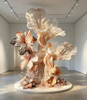 Fleur géante en papier crépon G-014 pour l'aménagement de studios d'art et la décoration de lieux de mariage