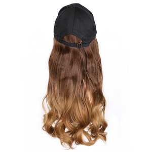 al por mayor de béisbol Cap Peluca de pelo rizado de moda baja precio negro largo ondulado rizado trenza de gorra de béisbol - Product Image 5