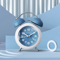 Réveil simple de style coréen, mouvement silencieux, cadran haute définition, cloche métallique, veilleuse douce, horloge analogique