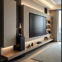 Meuble TV mural en bois massif, meuble TV de taille standard, meuble TV pour salon, chambre à coucher, meuble TV moderne de luxe