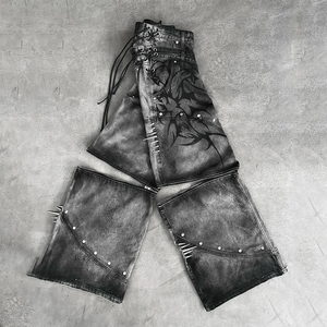 <span class=keywords><strong>Pantaloni</strong></span> <span class=keywords><strong>Cargo</strong></span> da <span class=keywords><strong>Uomo</strong></span> Vintage <span class=keywords><strong>Larghi</strong></span> Stile Hip-Hop con Tasche Multiple, Jeans Effetto Stone Wash Medio, <span class=keywords><strong>Pantaloni</strong></span> Staccabili a Pieghe - Product Image 2