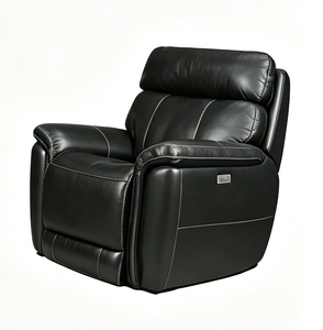 Moderno Juego de Sofás Reclinables Eléctricos de Piel Sintética, 3 Piezas, Estructura Metálica, Muebles de Sala de Estar, Estilo Contemporáneo, Negro - Product Image 3