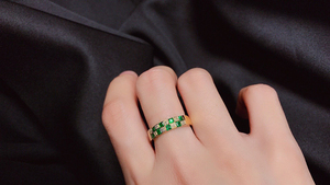 Anillo <span class=keywords><strong>de</strong></span> Oro Amarillo <span class=keywords><strong>de</strong></span> 18K con Esmeralda Natural para Mujer, Joyería Fina LUOWEND - Product Image 6