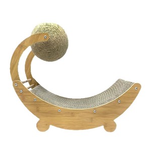 Rascador para Gatos en Forma de Barco Lunar de 49 cm, Madera Natural y Sisal, Construcción Duradera, Fácil de Montar, Juguete Seguro para Gatos - Product Image 1