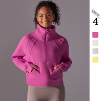 Sweat-shirt de yoga grande taille automne-hiver, couleur unie, coupe ample, manches longues, respirant, doublure polaire, sans couture, polyester/coton