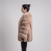 Veste en fourrure courte d'hiver décontractée à col rond et manches longues, garnie de fourrure de renard naturelle YY8128