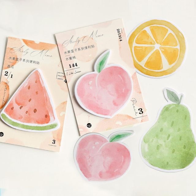 Customizable Delicate Reusable Sticky Personalized Fruit Pattern Sticky Notes Memo Pad School Office Supplies Homework Marking