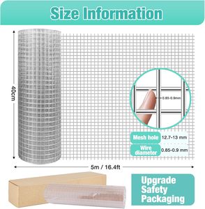 Maille 40cm X 5M Fil Galvanisé 2.5mm Trou Carré Filtre Quincaillerie Tissu Soudé Rouleau Service De Coupe pour Lapin Rat Souris Clôture - Product Image 3