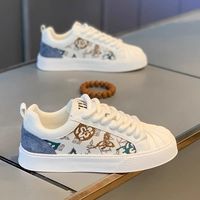 Sepatu Skateboard Pria Desainer Mewah OEM, Panel Samping Biru Putih dengan Cetakan, Sneakers Kasual Rendah Serbaguna.