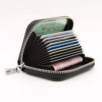 Dompet Wanita Pendek Kulit Asli RFID Mewah Buatan Tangan Mount Yanzhi dengan Logo Kustom, Tempat Kartu Kredit dan Uang Tunai, Ritsleting, Guangdong