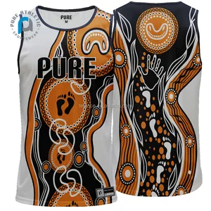 PURE Custom Sublimated Aboriginal Clothing AU NZ Sport Team Touch Football Singlets Wear Wholesale Rugby Jersey Touch Vest Men