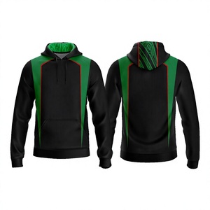 DAIZEN STAR Unisex Black Green Solid Hooded Sweatshirt Regular Fit Casual Knitted Polyester Breathable Eco-Friendly Lined Winter - Product Image 1