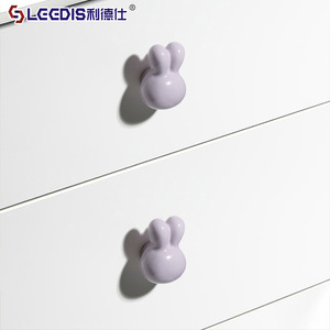 LGDIS Bunny Ceramic Cabinet Handles Light Pink Blue Yellow <b>White</b> Purple For Kids Room Furniture Drawer <b>Door</b> <b>Knobs</b> - Product Image 2