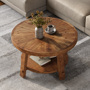 <span class=keywords><strong>Table</strong></span> <span class=keywords><strong>basse</strong></span> ronde en bois massif de 39,4 pouces avec rangement, <span class=keywords><strong>table</strong></span> centrale de style farmhouse à 2 niveaux pour salon, meuble facile à assembler - Product Image 3