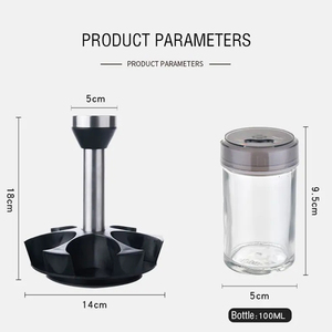 Herramientas de cocina para hierbas y especias, 6 uds., tarros de vidrio rotativos para especias, juego de tarros para condimentos, botellero para especias con soporte - Product Image 2