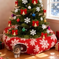Tunnel pour chat avec jupe de sapin de Noël, tunnel pour chat d'intérieur, tunnel pour chat avec jupe de sapin, lit-caverne doux pour chat