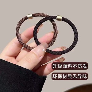Élastique à cheveux rétro Maillard, haute élasticité, couleur unie, élégant, pour queue de cheval, usage quotidien - Product Image 3