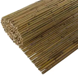 Cerca de bambu natural Tonkin natural enrolada, cerca de bambu totalmente nova para privacidade no jardim