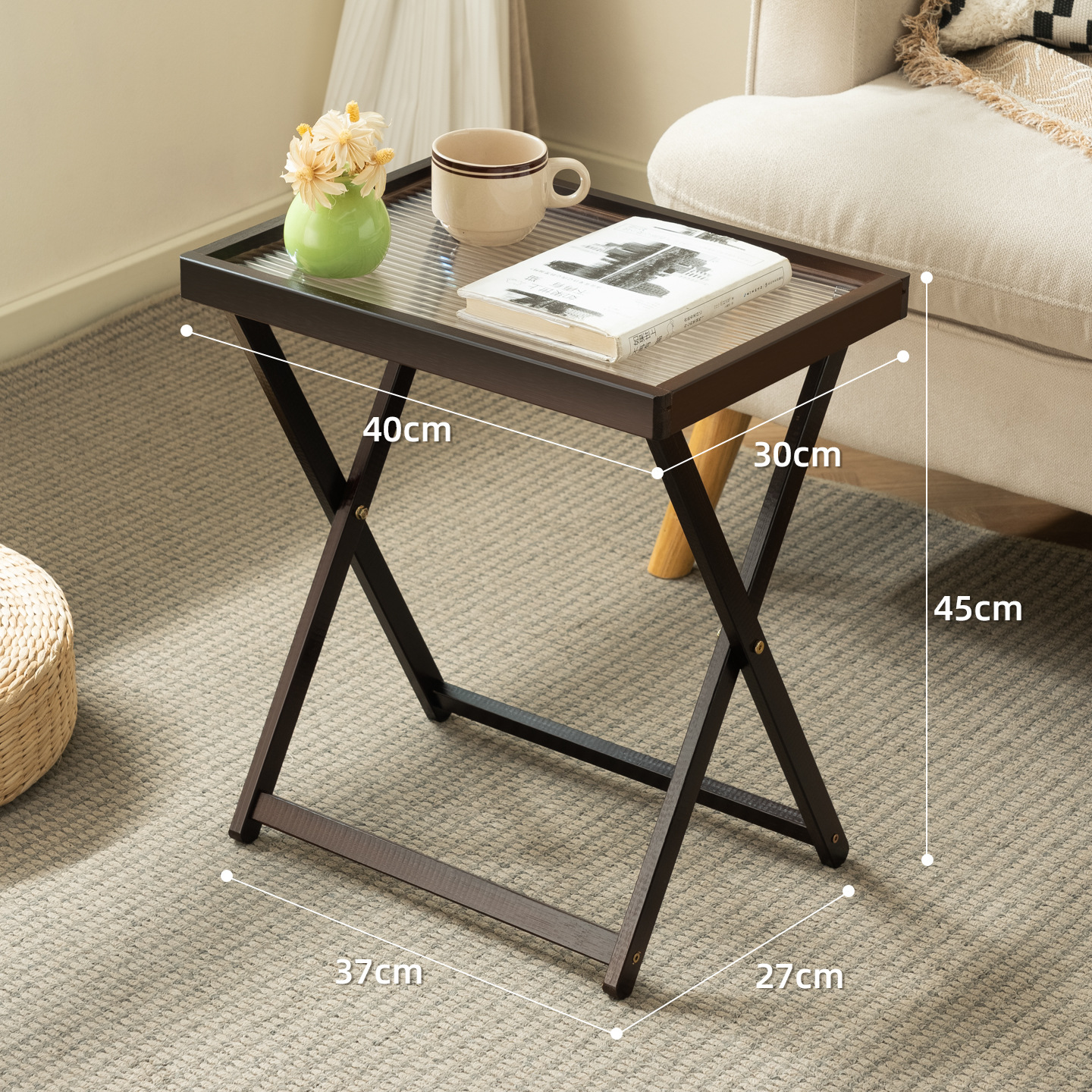 [Walnut Color] 40cm (Foldable Simple Style)