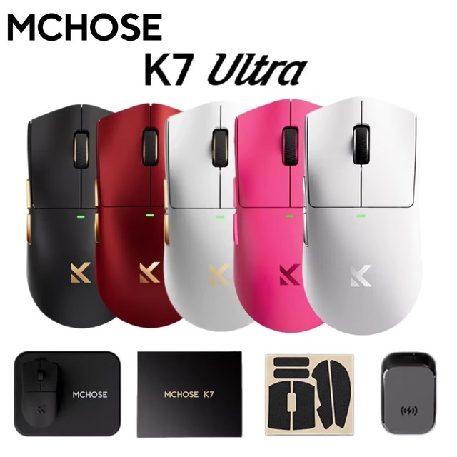 MCHOSE K7 Ultra Wireless PAW3950 Gaming Mouse, Dual 8K Sampling Rate, Magnetic Wireless Charging ,ffice Mouse, Lightweight