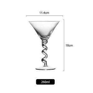 Verre à martini unique à tige spirale, coupe à cocktail en cristal en forme de V avec tige torsadée pour <span class=keywords><strong>bar</strong></span> professionnel et fêtes à domicile - Product Image 6