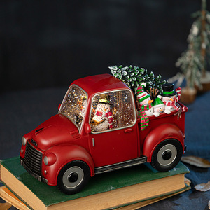 Nuevo Adorno Navideño <span class=keywords><strong>de</strong></span> Plástico Estilo Americano, Camión Rojo Vintage, Caja Musical, Bola <span class=keywords><strong>de</strong></span> <span class=keywords><strong>Cristal</strong></span> con <span class=keywords><strong>Nieve</strong></span> - Product Image 3