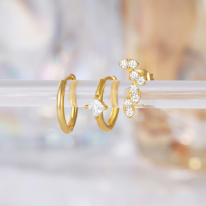 CANNER Vente en gros – Nouveauté : Ensemble de 3 boucles d'oreilles simples en argent sterling 925 avec zircon cubique 5A, comprenant des créoles et des puces, pour femme - Product Image 2