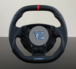 Volant en cuir pleine fleur YZ personnalisé avec bande rouge supérieure et inférieure pour Aston 2019-2023 MY83-3600-AC, amélioration de l'intérieur de la voiture - Product Image 1