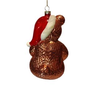 प्रीमियम ग्लास भालू सेंटा हैट और मोर मल्टीकोर्ड क्रिसमस फांसी आभूषण उपहार - Product Image 3