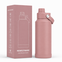 Bouteille isotherme Commuter 32oz avec base en silicone antidérapante monobloc, couvercle anti-fuite, bouteille sous vide en acier inoxydable 18/8