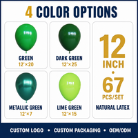 67 ballons en latex métalliques vert foncé et vert citron de 12 pouces, Globos Fiesta pour la Saint-Patrick, décoration d'anniversaire sur le thème de la jungle et du safari