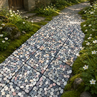 Césped Artificial Ecológico 3D Impermeable, Suelo de Césped Verde para Interiores, Balcón, Terraza, Baldosas de Piedra de Color Natural