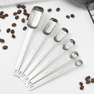 ชุดช้อนตวงทรงสี่เหลี่ยมทำจากสเตนเลสสตีลใช้ในการอบทำกาแฟนมผงด้ามยาว - Product Image 1