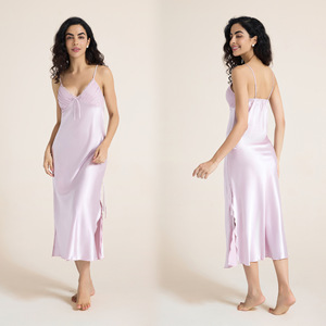 Wholesale Women Plus Size Sleeveless Collarless Spaghetti Strap Full Length <strong>Maxi</strong> Silky Woven Solid Pajama Nightgown <strong>Nightdress</strong> - Product Image 4