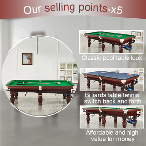 Mesa de Billar Americana Moderna de 8 y 9 Pies en Oferta, Nuevos Diseños Multifuncionales con Bolsillos de Cuero y Tablero de MDF - Product Image 5